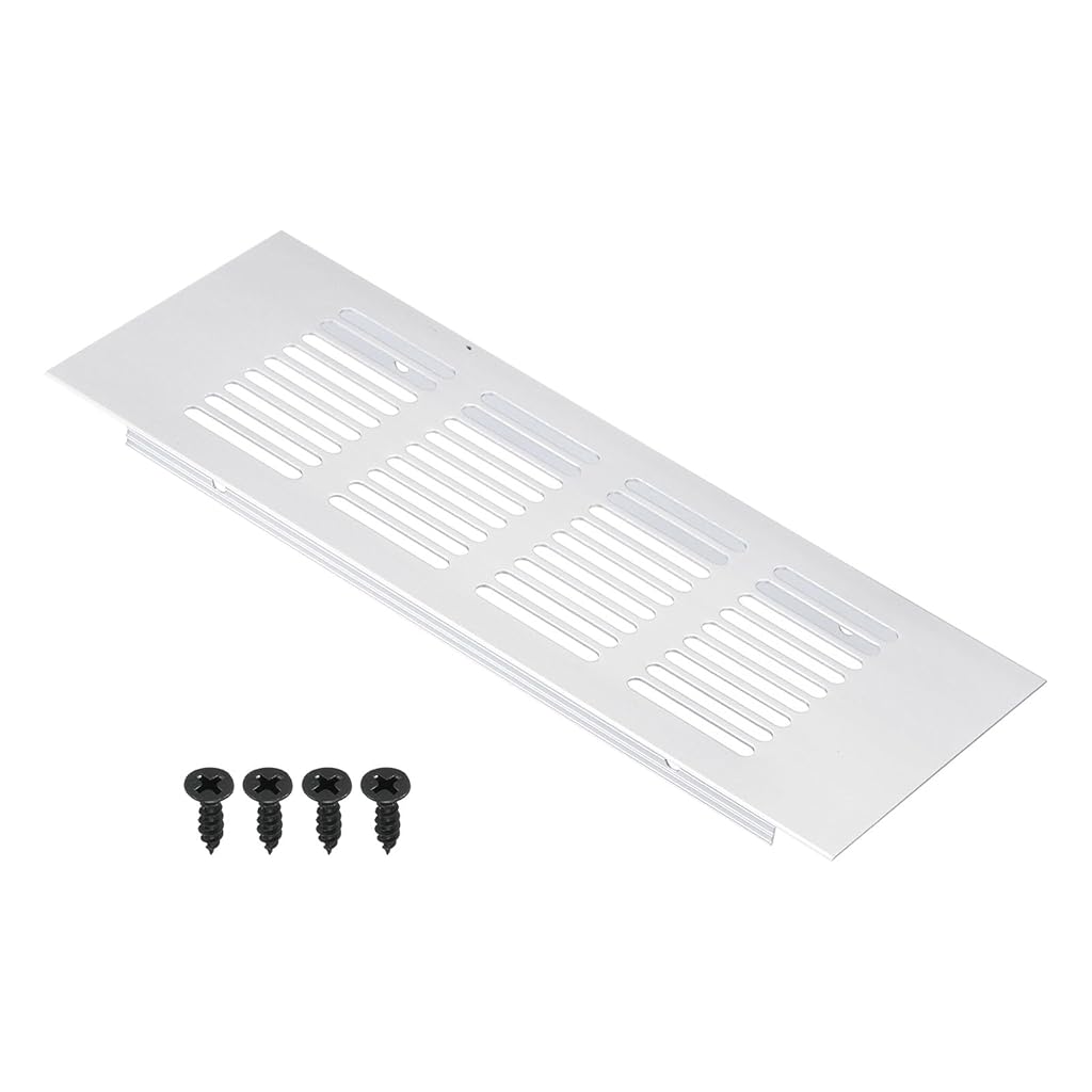 HASTHIP® 17.7'' x 1.9'' Ventilator Cover - Aluminum Door Louvers Air Vent Cover with Mounting Screws for Cabinet Wardrobe Door, Silver Tone-Grey