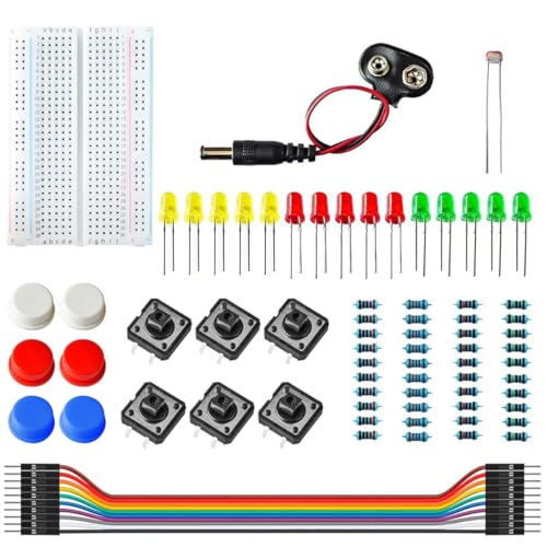Serplex® Electronic Circuits Starter Kit for UNO R3 Board Microcontroller Learning, with Blinking LEDs Jumper Wire Button UNO Microcontroller Board for Beginners Electronic Circuits Learning
