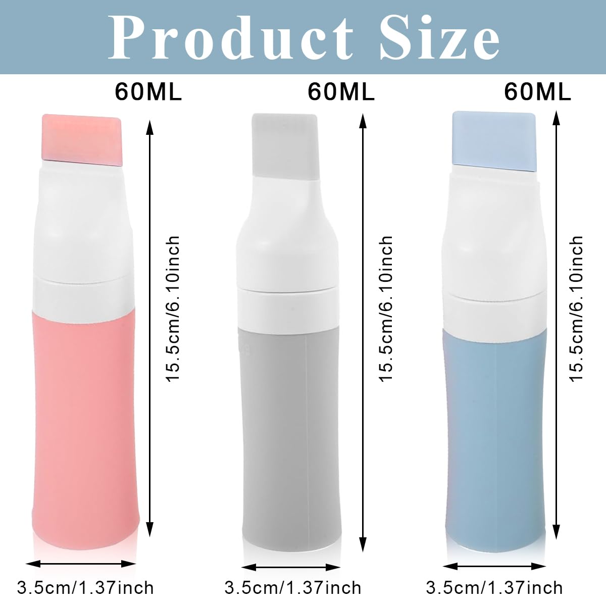 HANNEA Hair Dye Root Comb Applicator Bottles 3Pcs 60ml with Graduated Scale | Soft Silicone