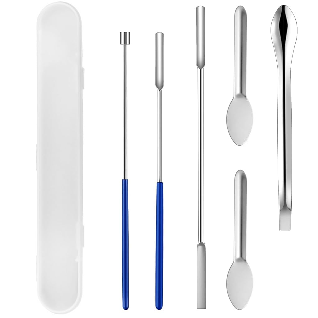 Supvox® 6 Pieces Stainless Steel Capsule Filling Tool Kit, Micro Tiny Spoon Spatula, Lab Scoop Filling Tray, Herb Powder Tamper Tool for Empty Pill Capsules Filler Lab & DIY Projects