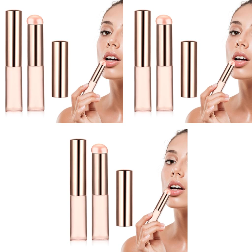 MAYCREATE Silicone Lip Applicator Brush Set for Lipstick and Balm with Dustproof Cap | 6PCS Pink