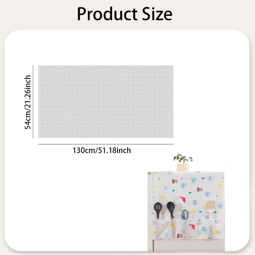 ZIBUYU Fridge Cover for Single Door Refrigerator with 6 Utility Pockets 130x54cm Waterproof PEVA | Dust and Scratch Protection