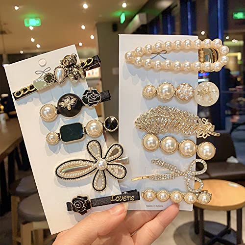 ZIBUYU Hair Pins for Women Stylish Latest Barrettes Charms Pearl Korean Fancy Hair Pins for Women & Girls Non-Slip Side Pins Hair Accessories Women and Girls Gifts - 11 Pcs