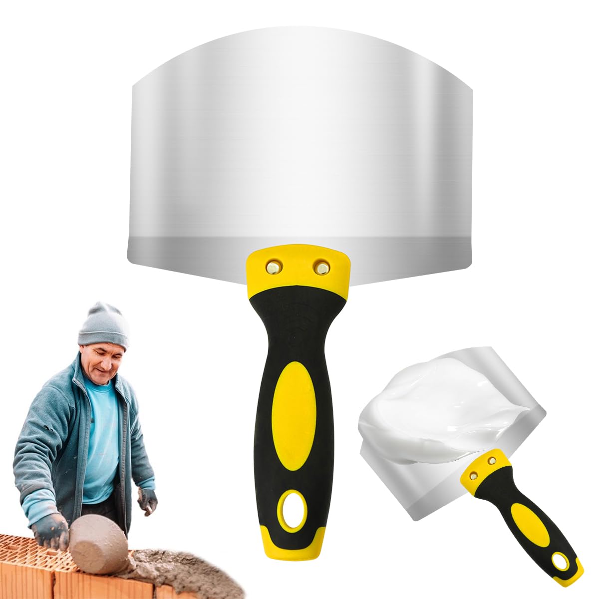 Serplex Putty Scraper for Wall Putty and Paint Removal featuring Curved Blade and Anti Slip Handle