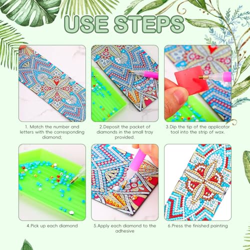 OFIFO® DIY Bookmarks, 5D Diamond Art Bookmark Kits for DIY Craft Diamond Art Bookmarks with Tassel for DIY Making Beginners Adults Arts Craft Supplies, 8.3x2.4 Inch