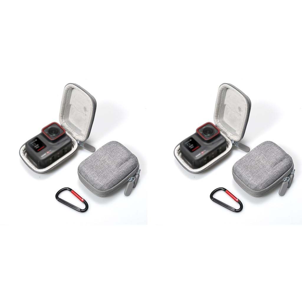 ZORBES Carry Case for Insta360 Ace Pro Action Camera with Dual Zipper and EVA Hard Shell 4.1 x 3.15 x 1.77 in | Gray 2 PCS