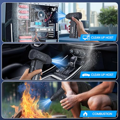 ZORBES® Mini Turbo Jet Blower Air Duster with Display Portable Cordless Fan USB LED Light 130000 RMP for Car Cleaning Computer Keyboard Home Electrical Works 3 PCS