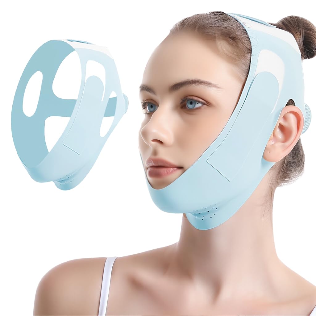 MAYCREATE Double Chin Reducer for 30 Minute Daily Use featuring Adjustable Jawline Lifting Strap | Firming Mask for Sleeping and Facial Sculpting