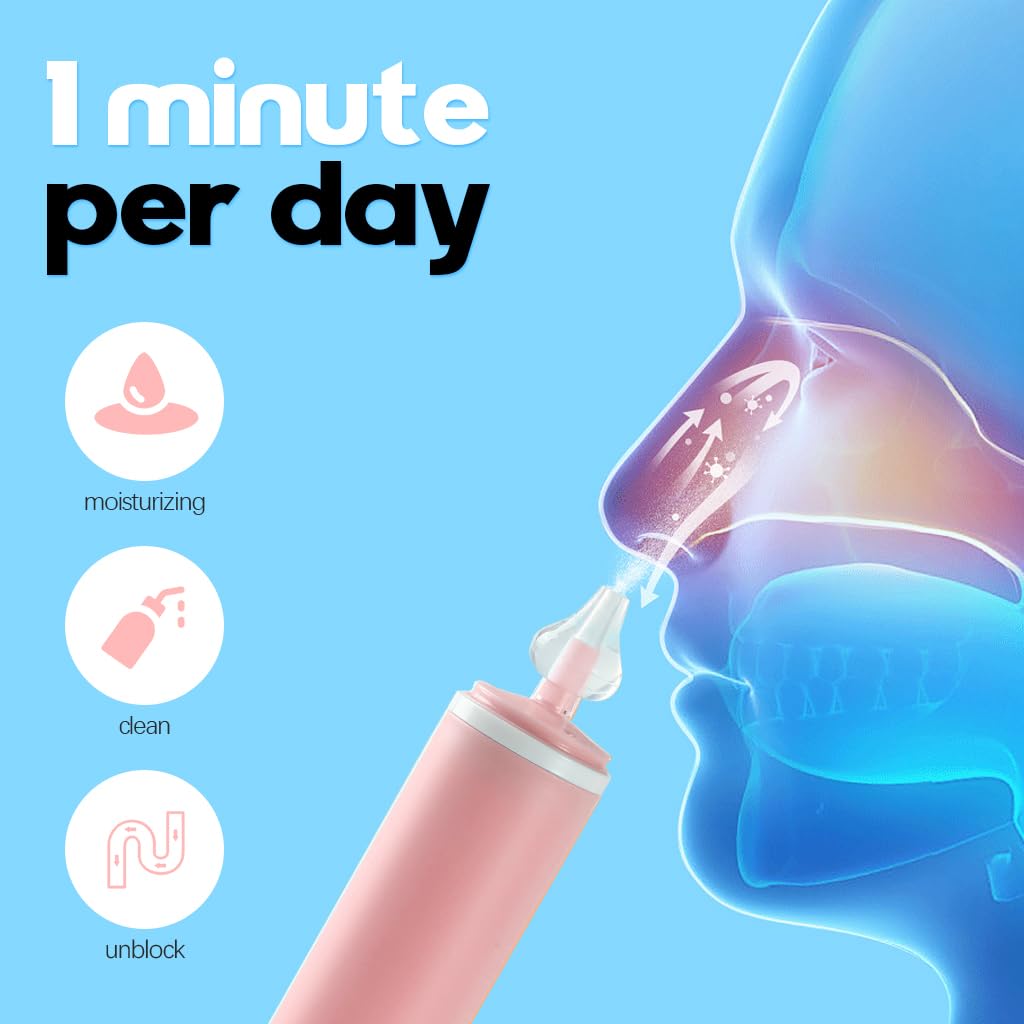 HANNEA Nasal Wash for Sinus Rinse with Soft Silicone Nozzle featuring 60ml Manual Control | Pink Nose Cleaner for Adult and Kid