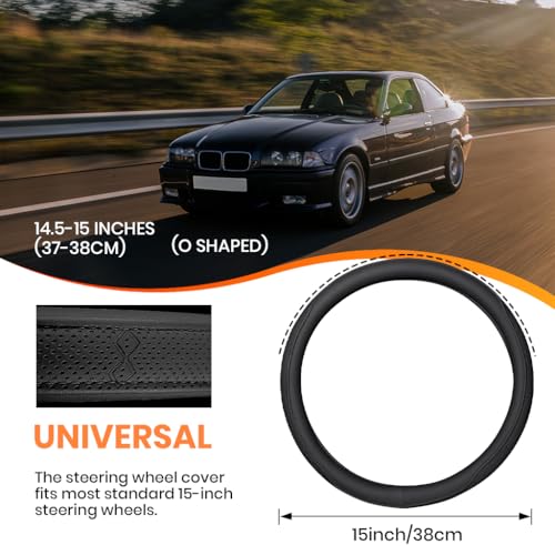 STHIRA® Steering Wheel Cover for Car, 15 '' Fashion PU Textured Car Steering Wheel Cover, Non-slip Auto Steering Wheel Cover, Modern Car Upholstery