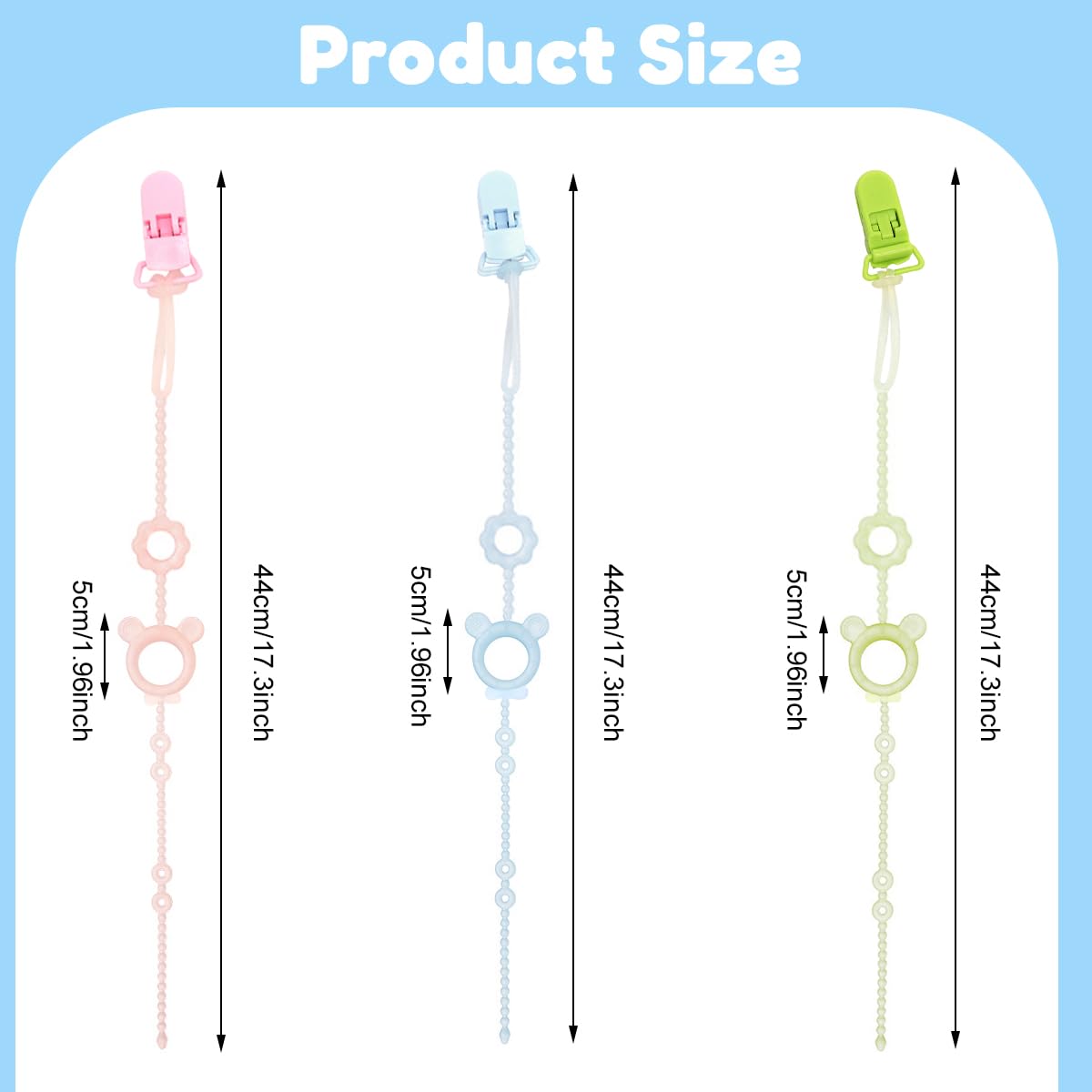 SNOWIE SOFT Pacifier Chain Set for Newborns with Clip Holder and Silicone Storage Case