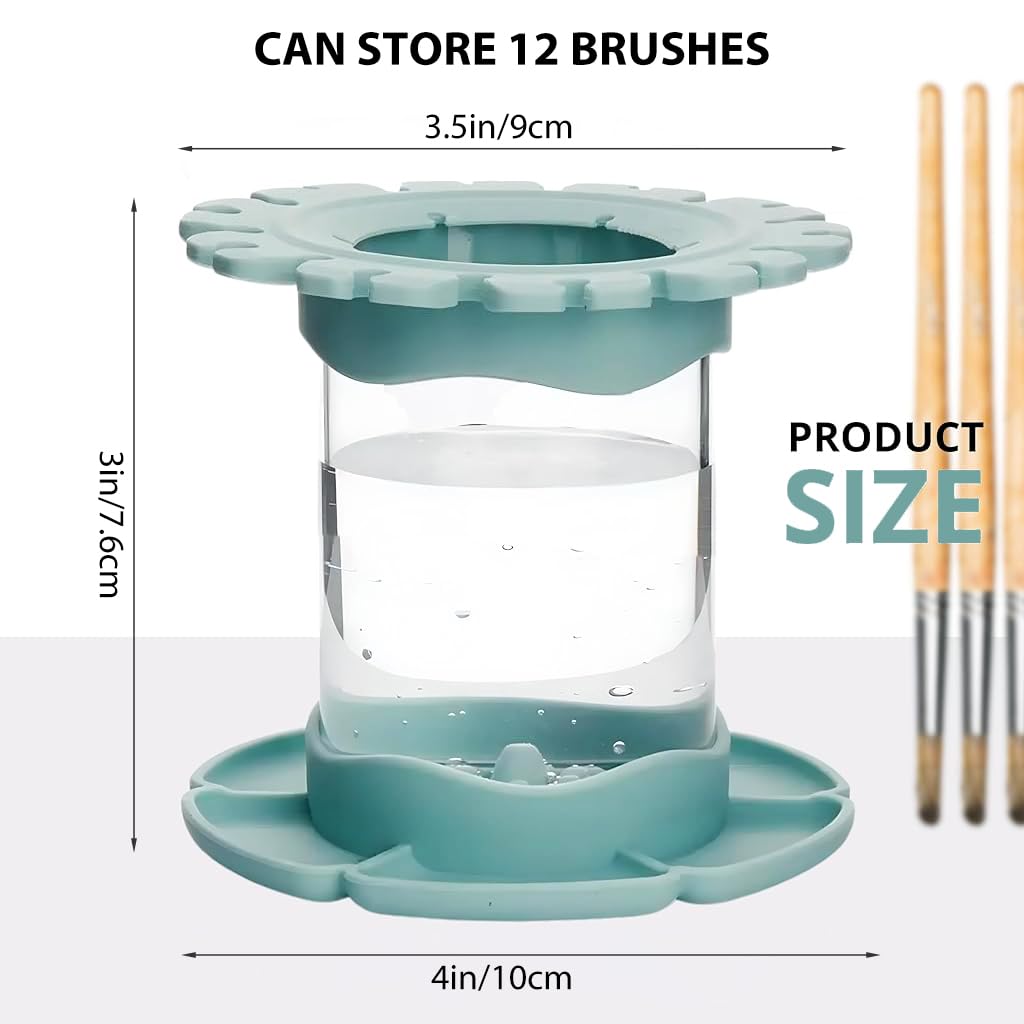 HASTHIP® Paint Brush Cleaner Tool, Paint Brush Rinser Brush Cleaner Tool with 6 Paint Grids, Multifunctional Paint Brush Holder Artists Paint Brush Cleaner for Kids Drawing Cup Painting Cups