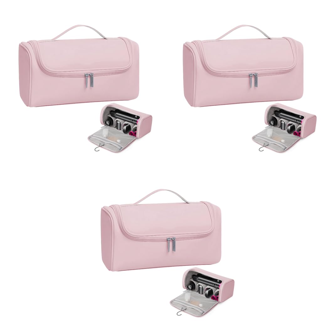 MAYCREATE Travel Storage Bag for Dyson Airwrap with Hanging Hook and PU Waterproof Design | Portable 3 Pcs Hair Styler Organizer
