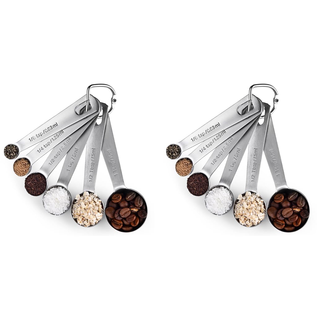 ZIBUYU Measuring Spoons Set for Baking and Cooking | Set of 6 Stainless Steel Utensils