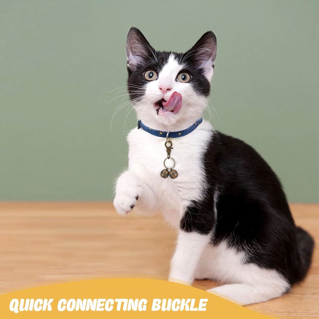 Qpets Adjustable Dog Collar Charm for Pets with Brass Twin Safety Bells | 2PCS Vintage Accessory