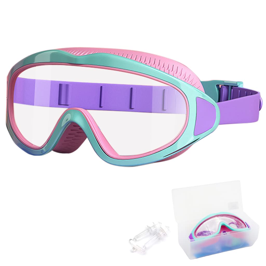 Proberos  Swimming Goggles for Kids Big Frame Leakproof Swimming Goggles for Children Kids Swim Goggles with Anti Fog and UV Protection for Boys Girls for Age 2-16(Pink)