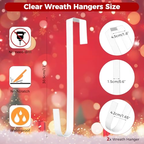 HASTHIP® Over-The-Door Hook for Christmas Garland Decorative Ornament Door Back/Front Hook, 12'' Long J Hook for Christmas Decoration, Door Ornament, Daily Item Hanging, Pack of 2, White