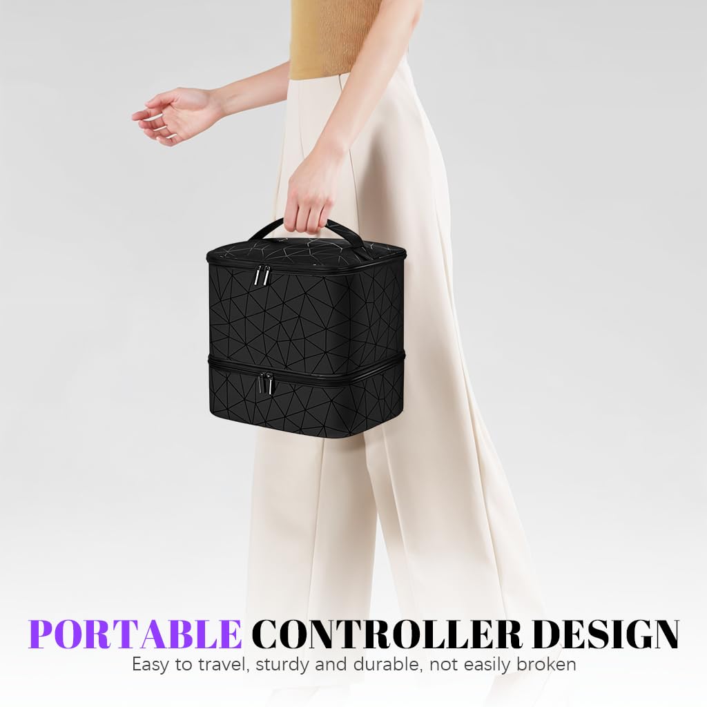 MAYCREATE Travel Nail Polish Organizer Bag for 30 Bottles with Double Layer Design | PU Makeup Storage Case