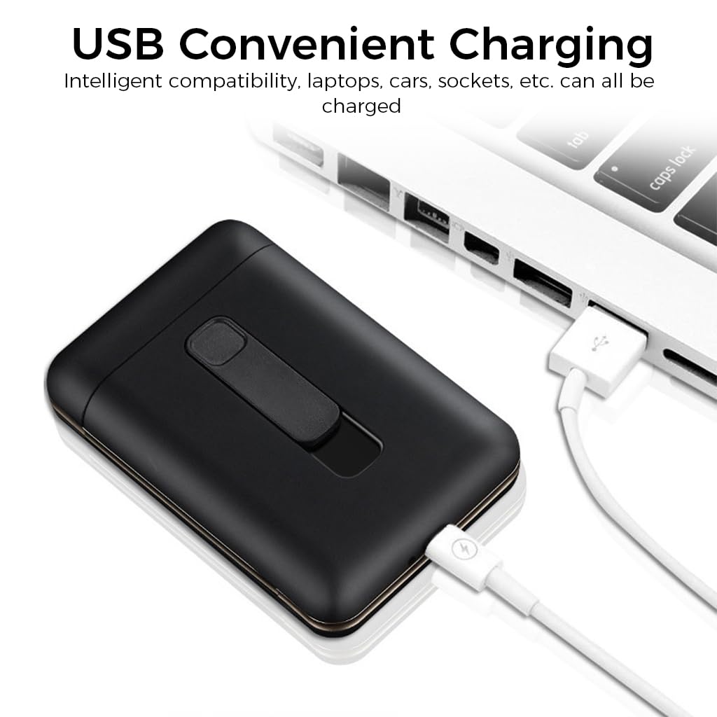 GUSTAVE 2 in 1 Cigarette Case with USB Rechargeable Flameless Coil Lighter for Men | Holds 20 Regular Cigarettes Black