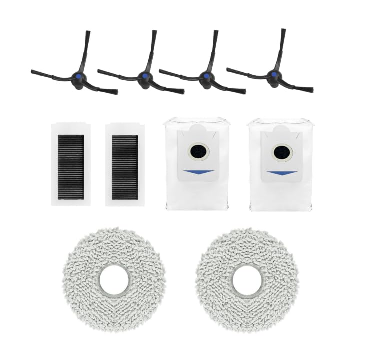 HASTHIP Replacement Vacuum Cleaner Accessories for Ecovacs Deebot X5 Pro and X5 Omni including 2 HEPA Filters 2 Dust Bags 2 Mop Pads and 4 Side Brushes