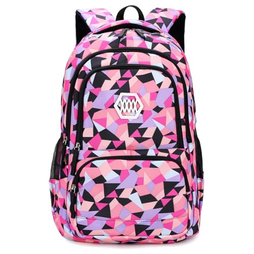 PALAY® Fashion Backpack Student Shoulder Backpack Geometric Printed Travel Backpack Laptop Backpack Multi-pouches Large Capacity School Backpack