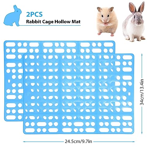 Qpets® 30PCS Rabbit Cage Mat Hollow for 9.8 by 13.5 Inches Small Pet Plastic with 8PCS Fixed Clip Dry Guinea Pig Hamster