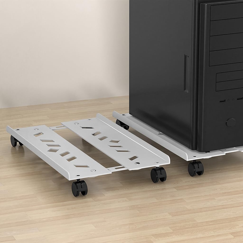 ZORBES Computer Tower Stand for Home and Office with Retractable Panel and Carbon Steel Ventilated Tray
