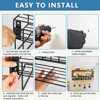 HASTHIP® Electric Tool Organizer Rack Wall Mount, Metal Heavy Duty Floating Tool Shelf, 3 Layers Cordless Drill Storage Rack, Screwdriver and Drill Holder, Battery Rack for Garage