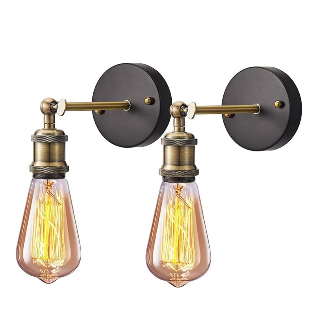 ELEPHANTBOAT Industrial Wall Light for Restaurant and Bar 2 Pack with Rotating Switch | Vintage Metal Sconce Fixture