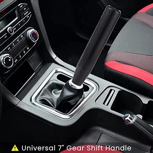 ZIBUYU® Car Gear Shift Knob Universal Shifter 7 Inch Aluminum Alloy Shifting Lever Stick Handle Fit Most Manual Automatic Vehicles with 8 10 12mm Adapters Black 3PCS