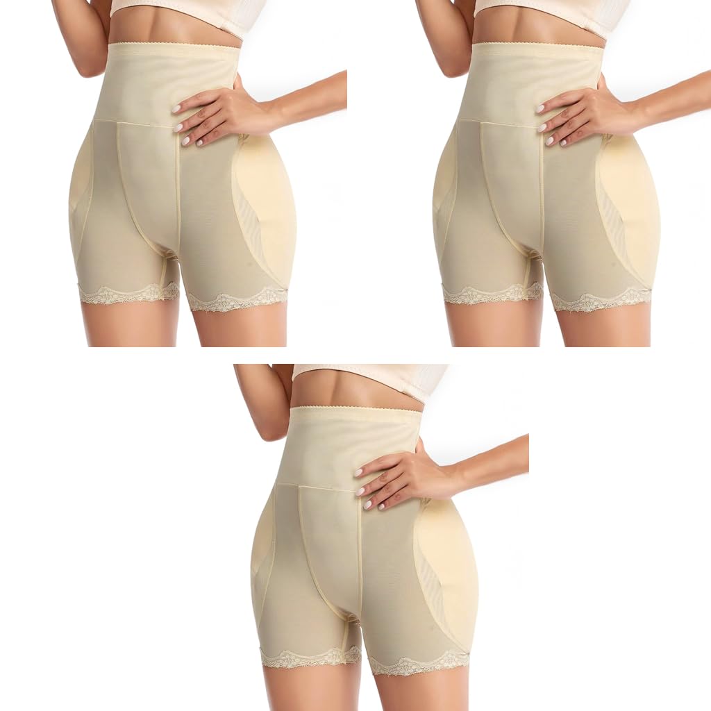 PALAY Hip Pads for Women Shapewear with Dual Hip Insert Pads Apricot L 3 PCS | Seamless Dacron Comfort