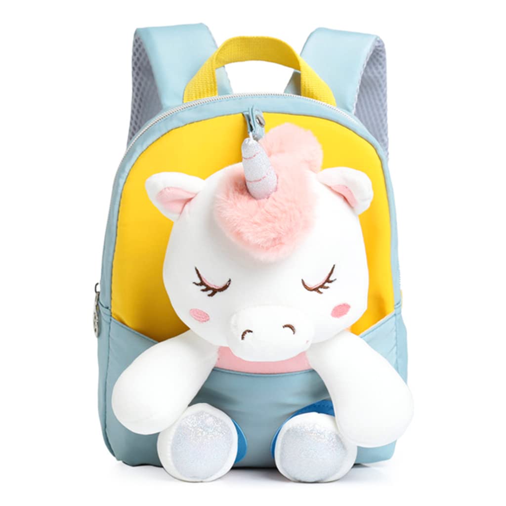 PALAY  Baby Backpack Kids Backpack for Girls & Boys Plush Bag with with Cartoon Unicorn Stuffed Toy(Detachable) for Toddler Baby Gift Backpacks for 1-3 Years Old Child 22 * 26cm (Grey)