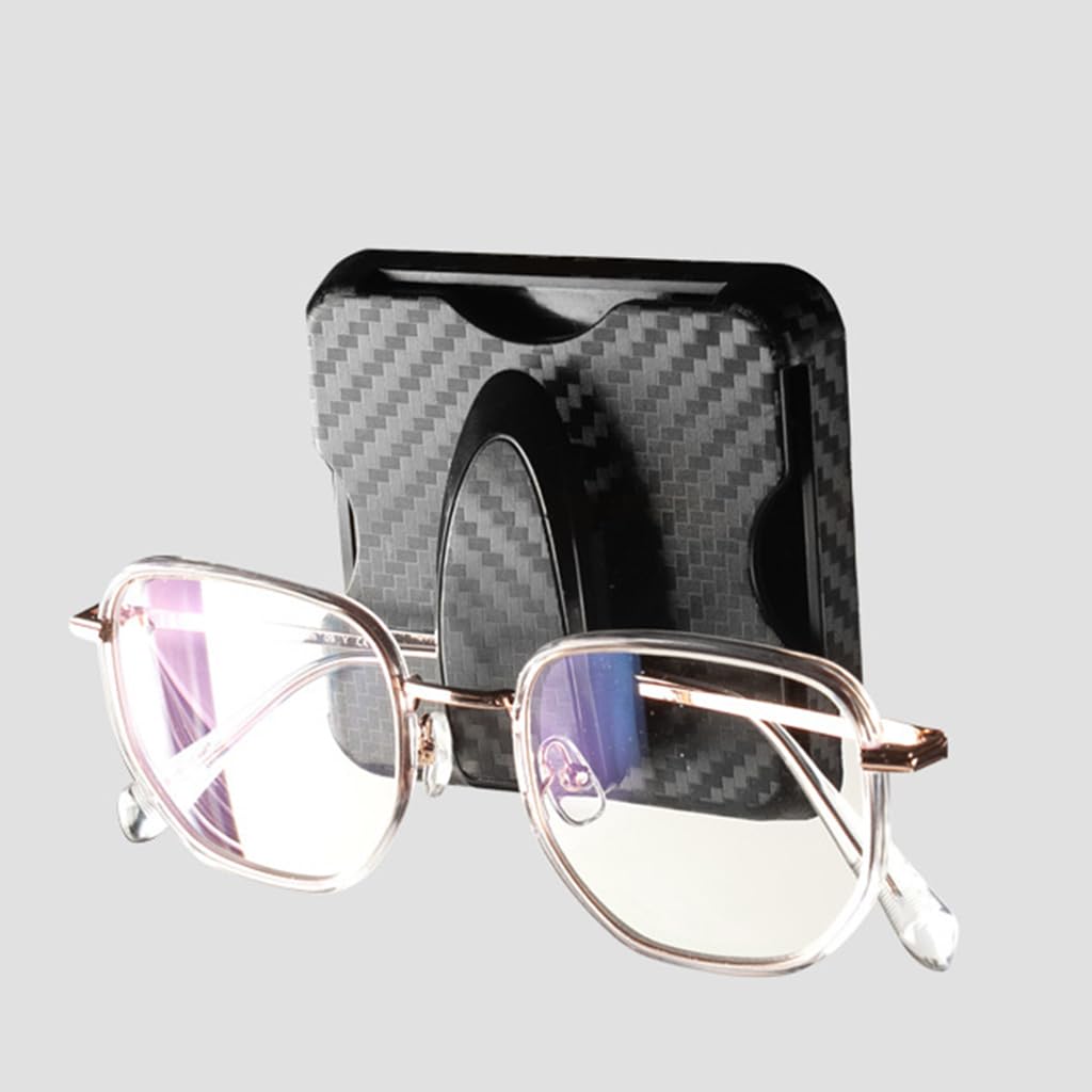 STHIRA Car Sunglasses Holder for Sun Visor with Secure Clip and Card Slot | ABS Carbon Fiber