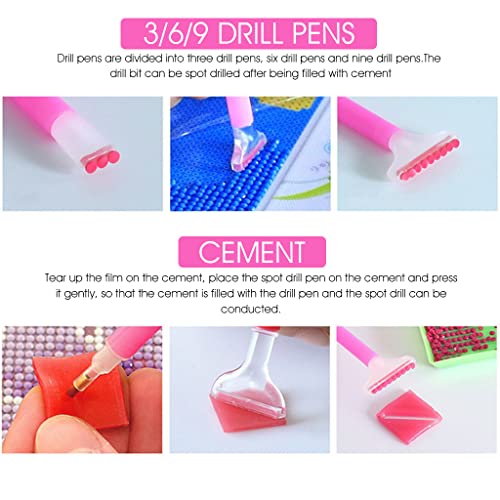 ZIBUYU® Diamond Painting Kit Tool 5D Diamond Art Pen Kit with 6 Diamond Painting Pen 2 Tweezer 10 Glue Clays 4 Diamond Tray 5D Diamond Painting Tool Kits Accessories 22 Pieces X 3