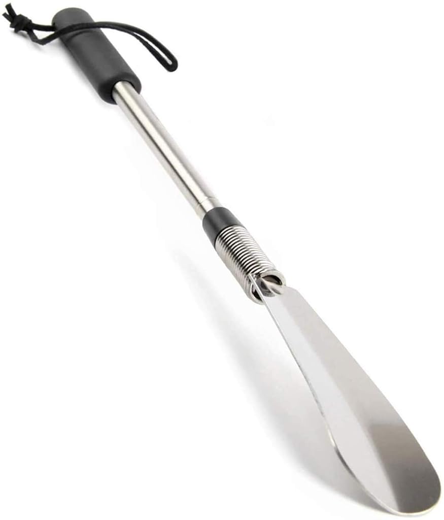 HASTHIP Retractable Shoe Horn Metal Shoe Horn 30.7 inches Long Handle Stainless Steel Adjustable Shoe Horn Flexible Spring Design Shoe Horn