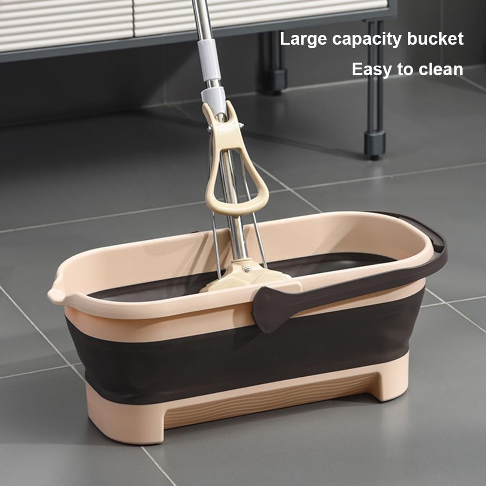 Supvox Foldable Plastic Bucket for Mop Cleaning featuring Double Washboard | 12L Capacity