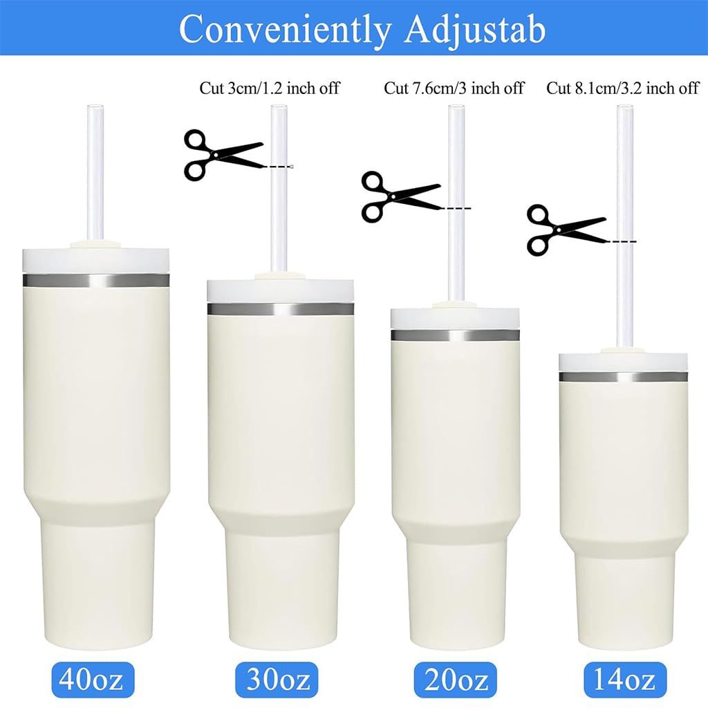 Zibuyu Replacement Straw for 40oz and 30oz Tumblers with 31cm Length & Cleaning Brush | Food-Grade PE Reusable Set
