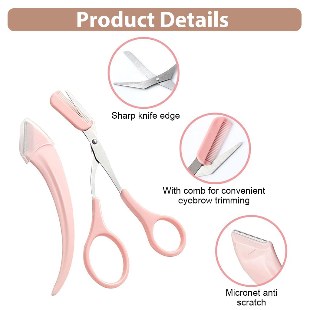 MAYCREATE Eyebrow Trimmer Kit Set including 12PCS Grooming Tools for Women and Men | Razor and Tweezer Duo