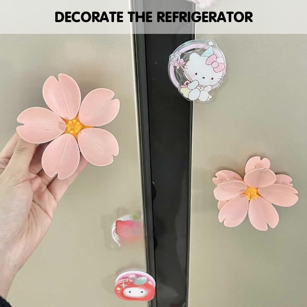 Supvox Food Bag Clips 5 Pcs for Kitchen Storage featuring Sakura Petal Shape and Magnetic Holder | Decorative Sealing Clips