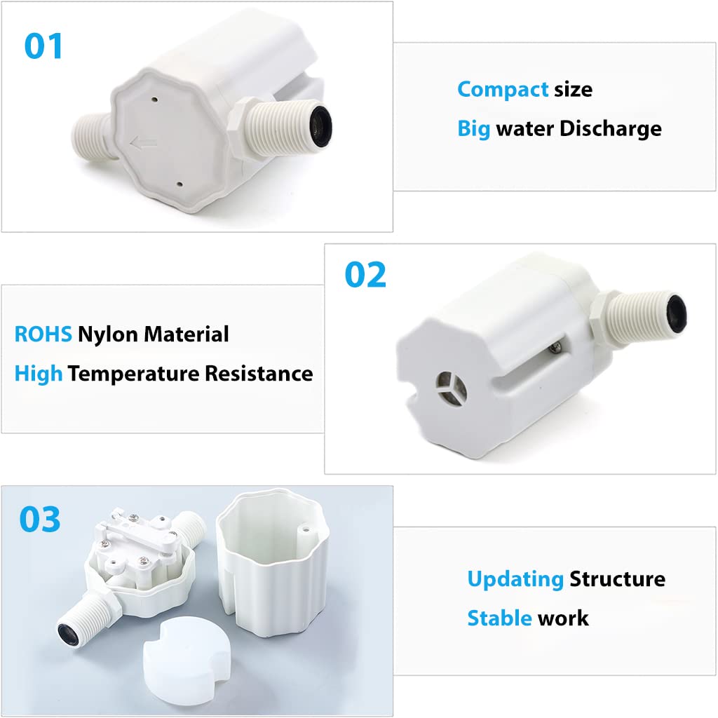 HASTHIP Floating Automatic Water Level Control for Tanks 2 pcs featuring 1‑10KG range | white valve for pools and towers