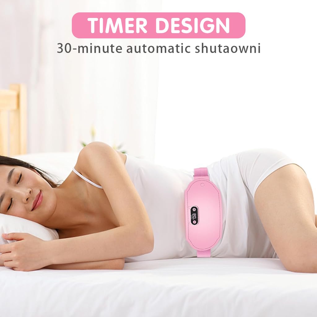 HANNEA Electric Cordless Heating Pad for Period Pain with 3 Heat Levels and 3 Vibration Modes | Portable Rechargeable Belt for Women