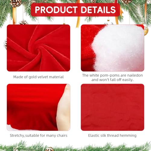 HASTHIP® 4PCS Christmas Chair Covers,Red Hat Dining Chair Slipcovers,Christmas Back Covers Kitchen for Xmas Holiday Festival Kitchen Bar Dining Room Table Decor