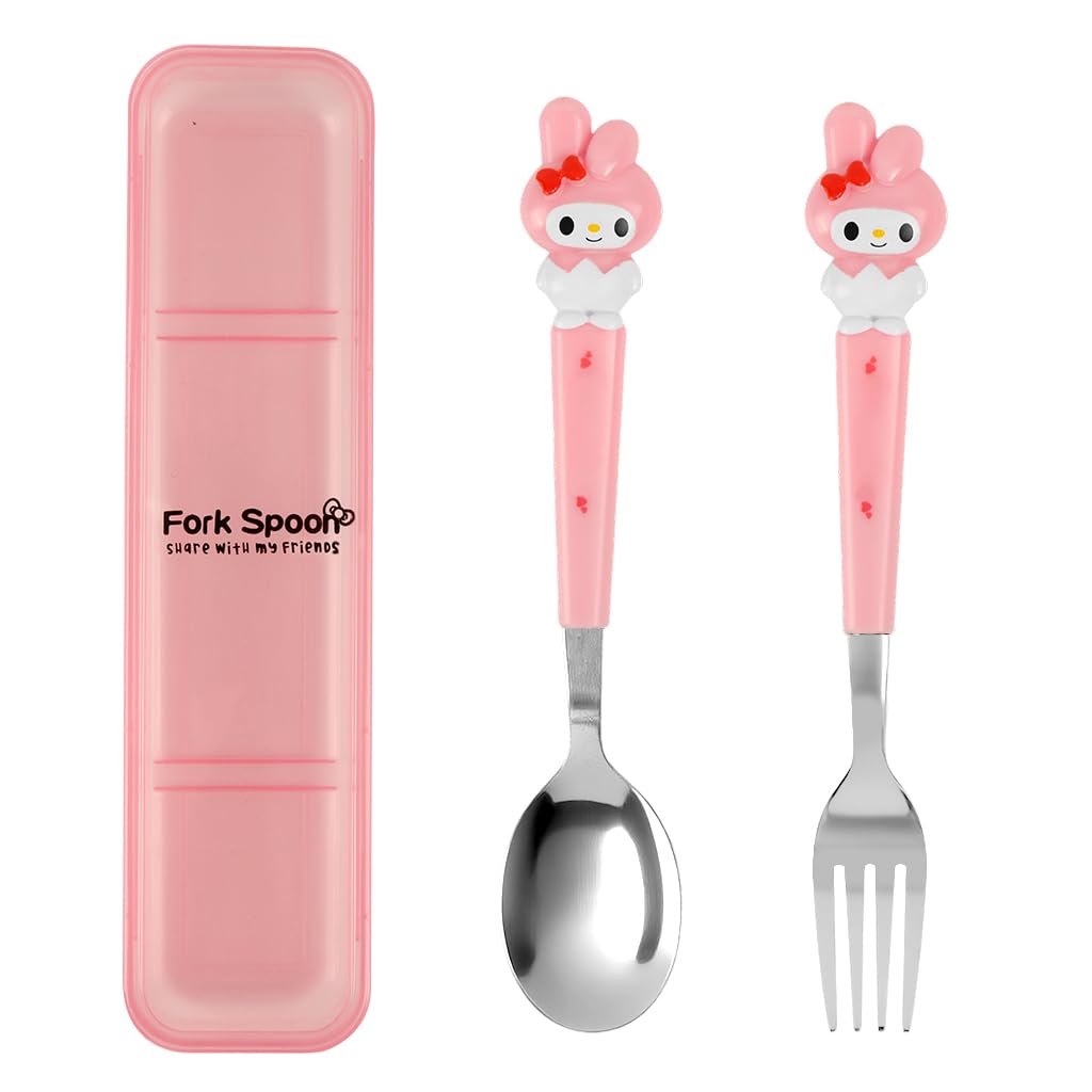 Supvox Cute Cutlery Set for Lunch Box with Storage Case featuring 7.87 in Utensils | Food Grade Stainless Steel for Kids