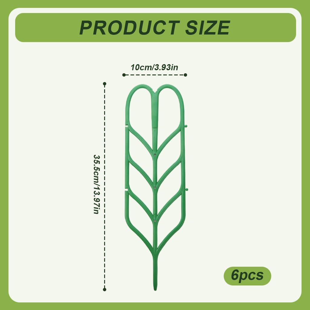 HASTHIP Plant Trellis for Climbing Plants with Connectable Design 6Pcs 10x35cm | Leaf Pattern Support
