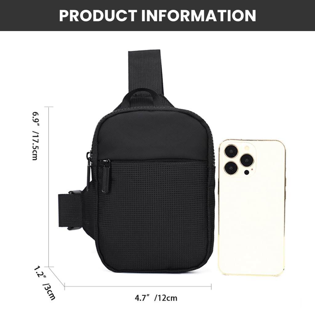 GUSTAVE Mini Sling Bag for Outdoor Traveling with Quick Release Strap and 12x3x17.5cm Size | Oxford Cloth Black Crossbody for Men and Women