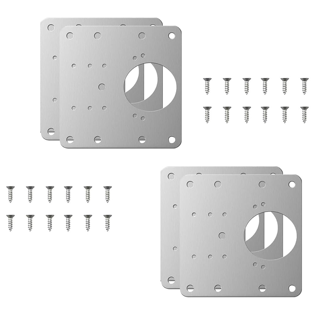 Serplex® 4pcs Cabinet Hinge Repair Plate, Stainless Steel Hinge Repair Kit, Kitchen Cupboard Door Hinge Repair Plate Kit Cabinet Hinge Fixing Plate Bracket Kit with Mounting Screw for Cabinet Door