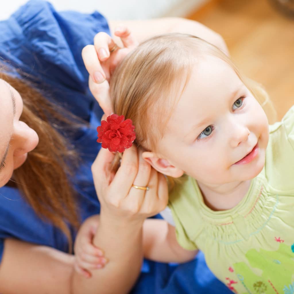 PALAY Hair Bows Clips for Girls 15 pcs with 2.4 in Chiffon Flowers | Cute Gift for Toddlers
