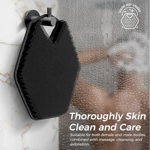 ZIBUYU® Body Scrubber for Bathing Silicone Bath Scrubber for Body with Suction Cup Handle Exfoliating Body Scrubbing Pad Shower Scrubber for Body Wash Silicone Body Wash Scrubber for Women, Men - 2