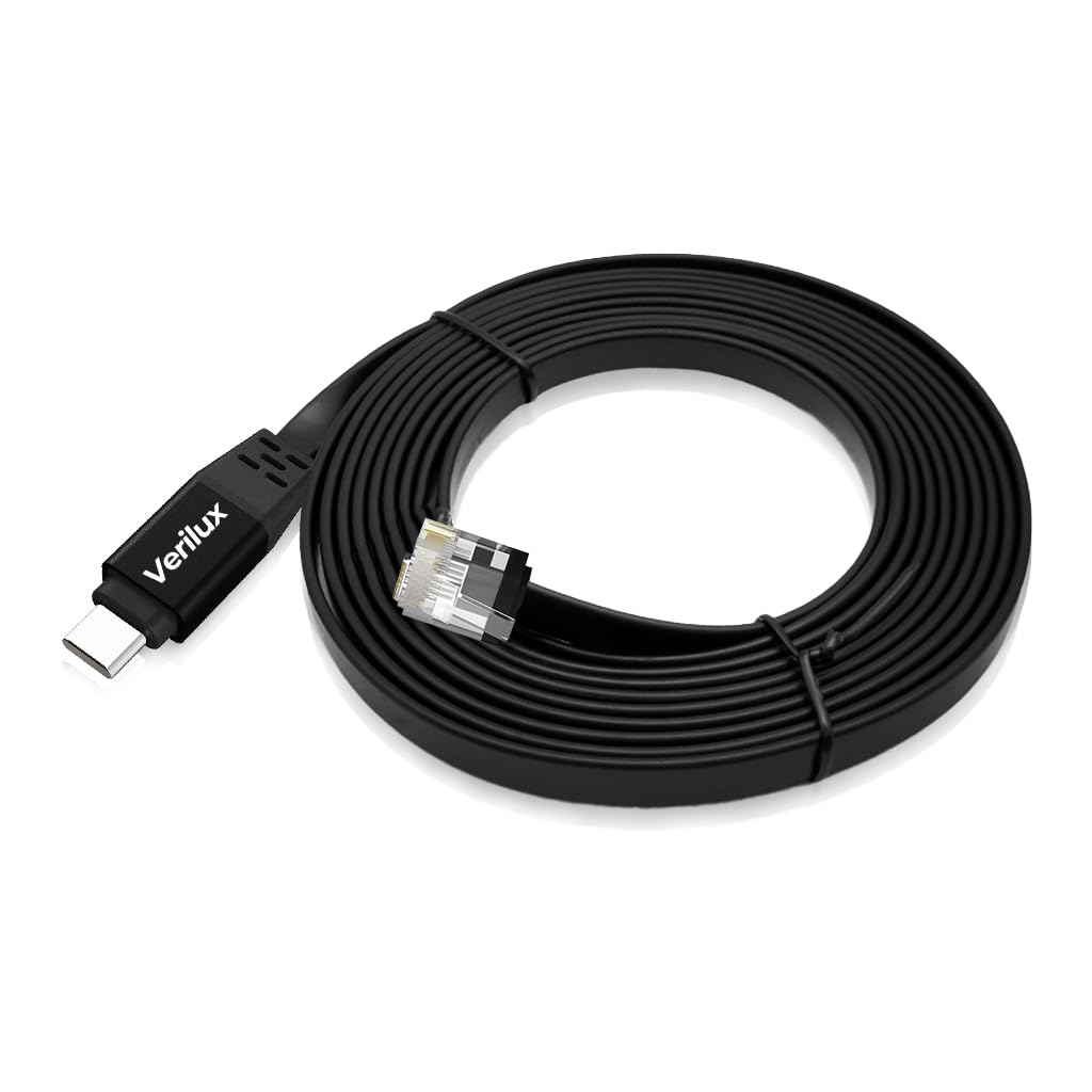 Verilux® Type C to RJ45 NIC Adapter Cable 6.6ft Ethernet Cable High Speed 100Mbps 100Mbps RTL8152B NIC Chip, Wired Internet Connection Cable Compatible with Laptop, Tablets, Phone