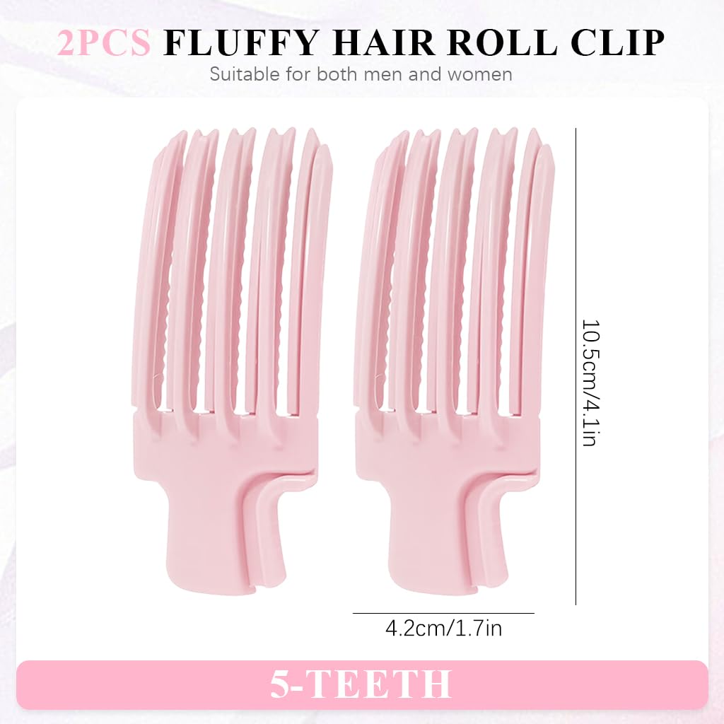 MAYCREATE Hair Volume Clips for Instant Lift with 5 Tong Design and Ergonomic Handle | 2 Pack Pink